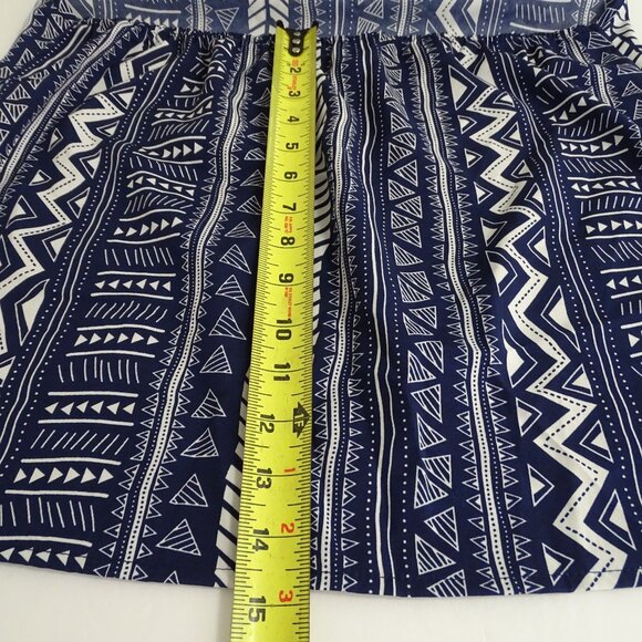 Shein Blue Tribal Print Halter Sleeveless V-neck Top Women Size M US Size 6 - Picture 8 of 8